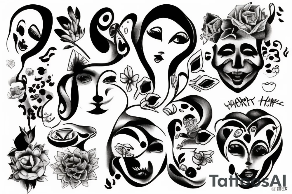 Face sad and happy tattoo idea