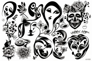 Face sad and happy tattoo idea