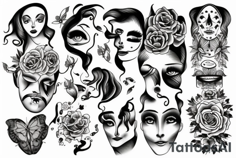 Face sad and happy tattoo idea