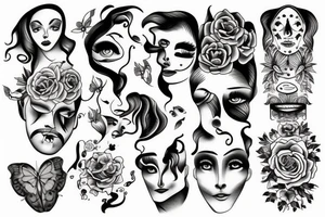 Face sad and happy tattoo idea