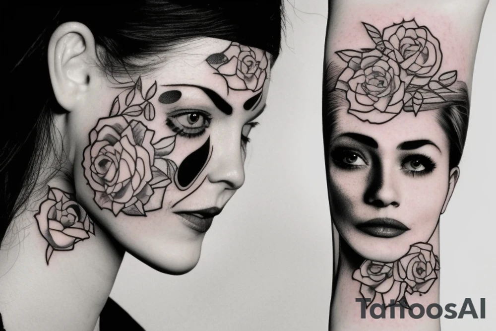 Face sad and happy tattoo idea