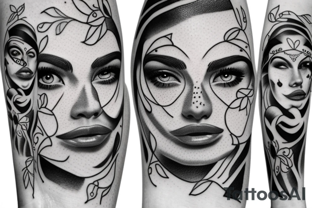 Face sad and happy tattoo idea