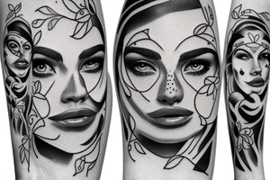 Face sad and happy tattoo idea
