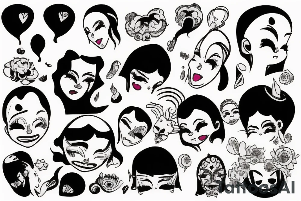 Face sad and happy tattoo idea