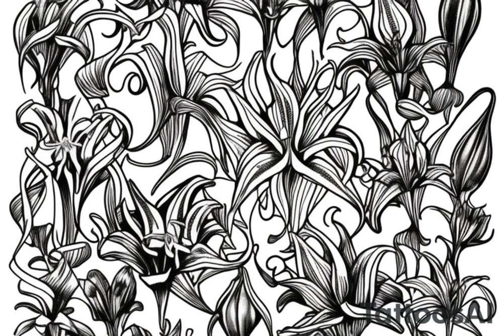 Art nouveau Lillies tattoo idea