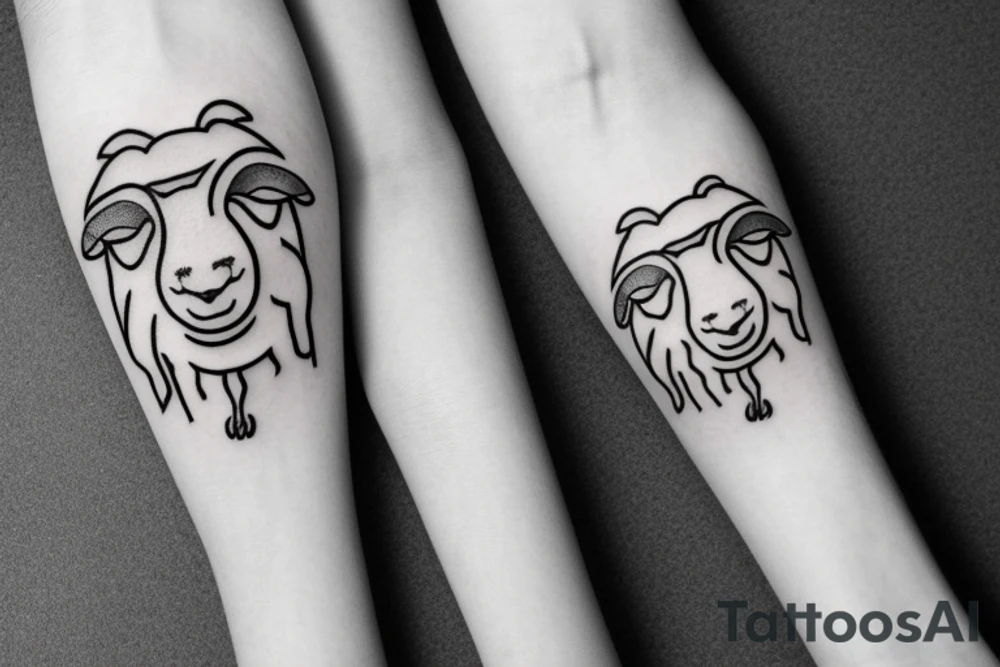 One line sheep tattoo idea