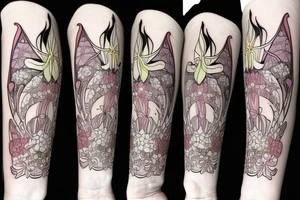 Art nouveau Lillies  with a cat tattoo idea