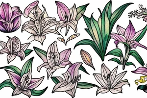 Art nouveau Lillies  with a cat tattoo idea