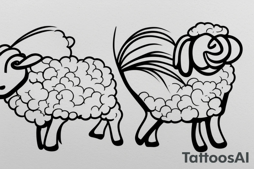 Single line sheep tattoo idea