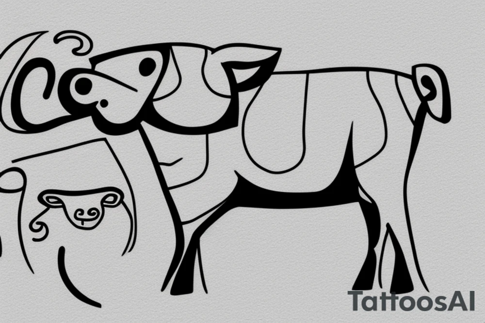 Single line sheep tattoo idea