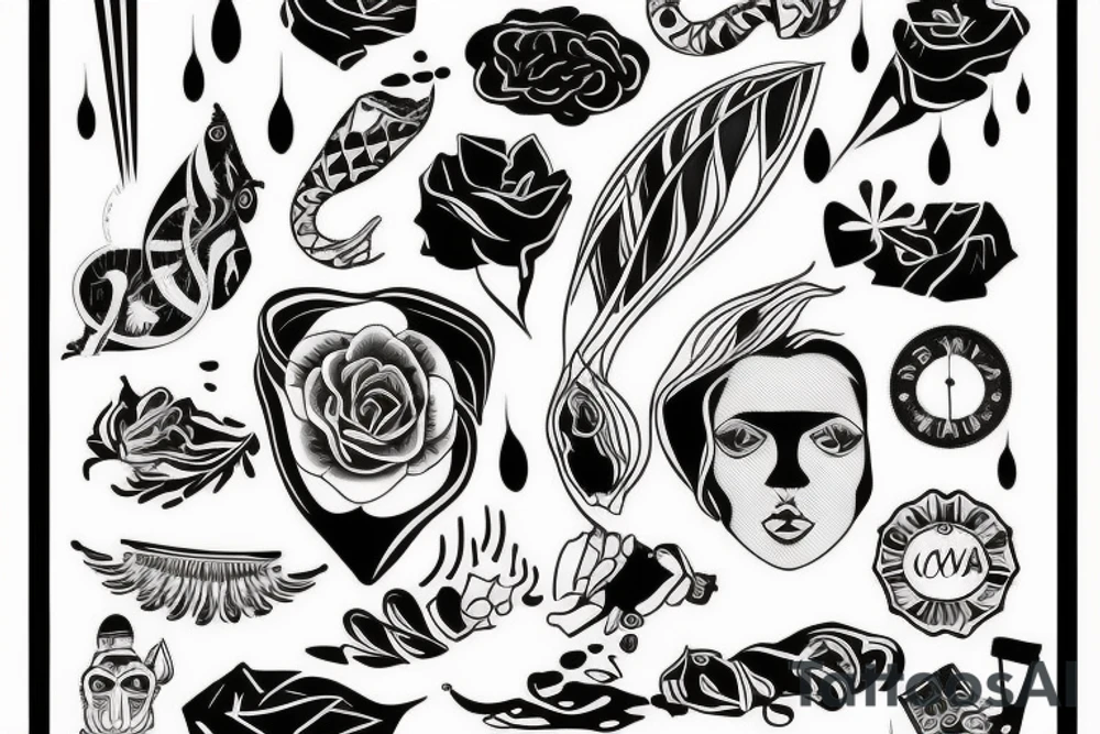 Owca rysowana tylko jedną linią bez odrywania ręki tattoo idea