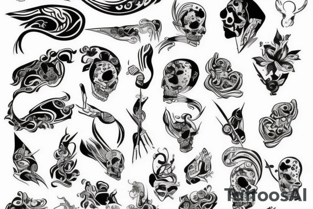 nóż czarny tattoo idea