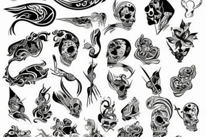 nóż czarny tattoo idea