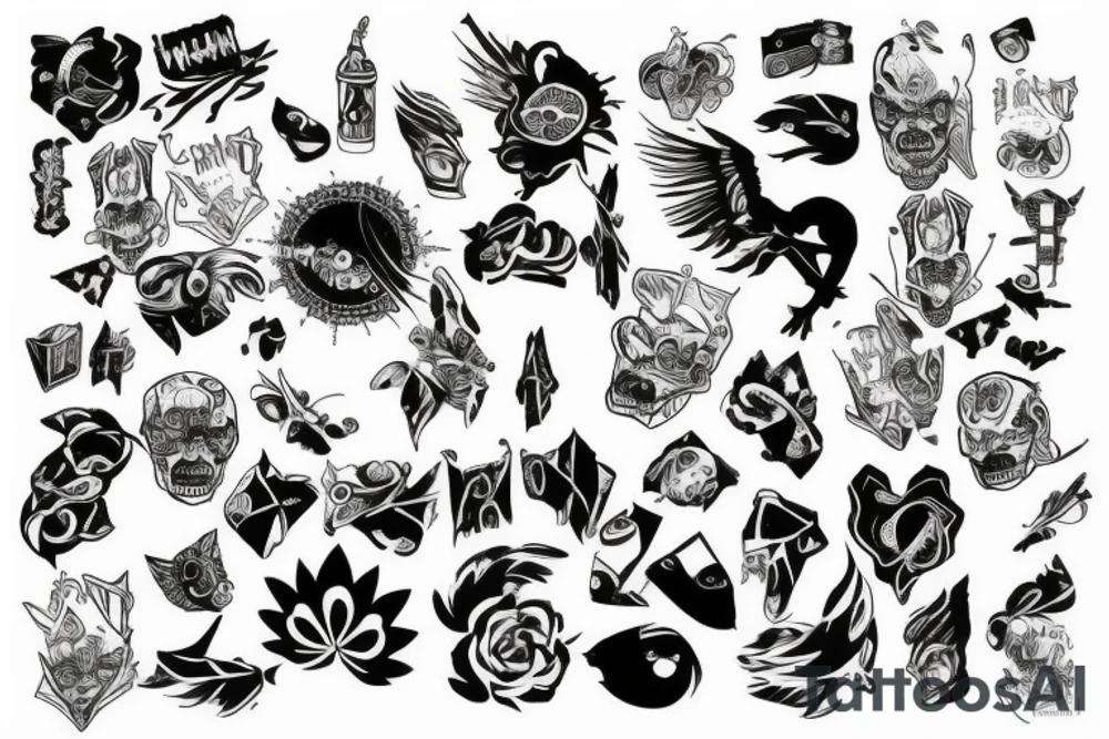 nóż czarny tattoo idea