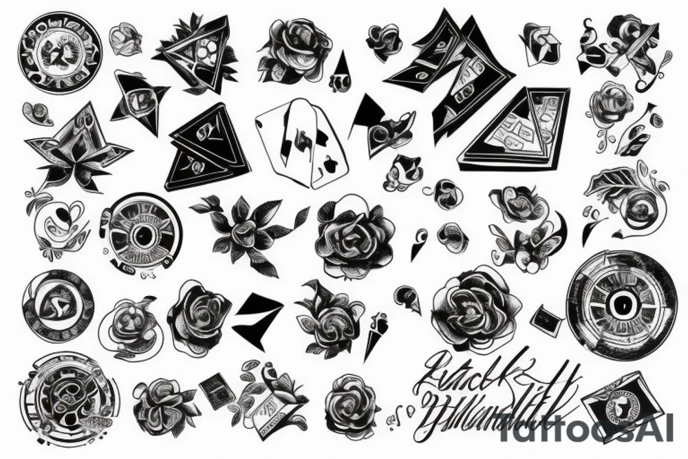 Black cards and roulette tattoo idea