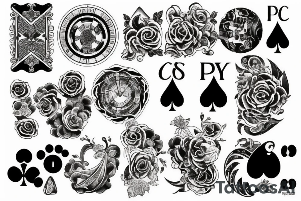 Black cards and roulette tattoo idea