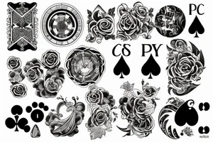 Black cards and roulette tattoo idea