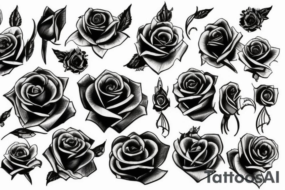 Black roses and roulette tattoo idea