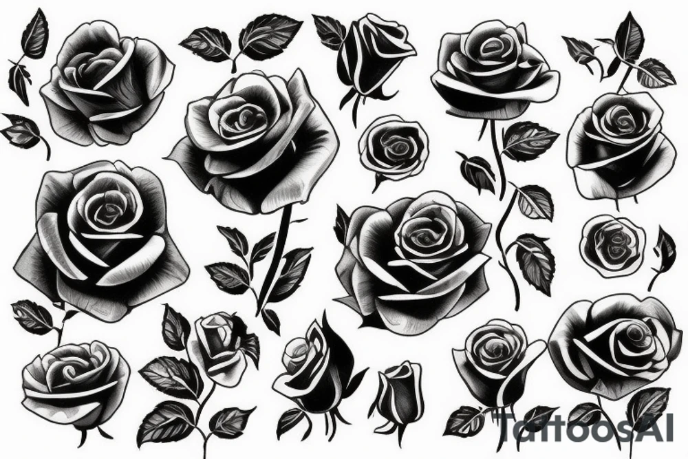 Black roses and roulette tattoo idea