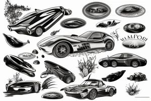 Ferrari sunk in pool tattoo idea