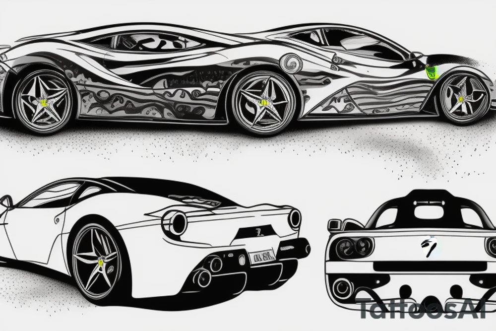 Ferrari sunk in pool tattoo idea