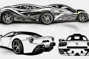Ferrari sunk in pool tattoo idea