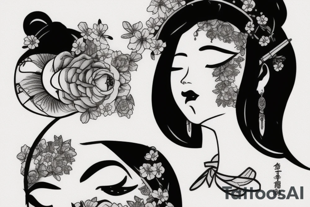 Crying geisha eye tattoo idea
