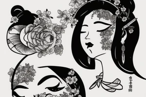 Crying geisha eye tattoo idea
