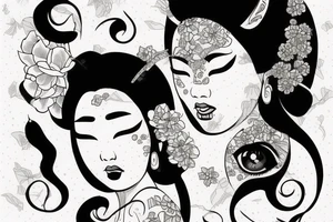 Crying geisha eye tattoo idea