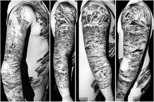 Atlantis under water with sea creTure tattoo idea