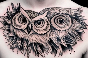 Owl on chest tattoo idea