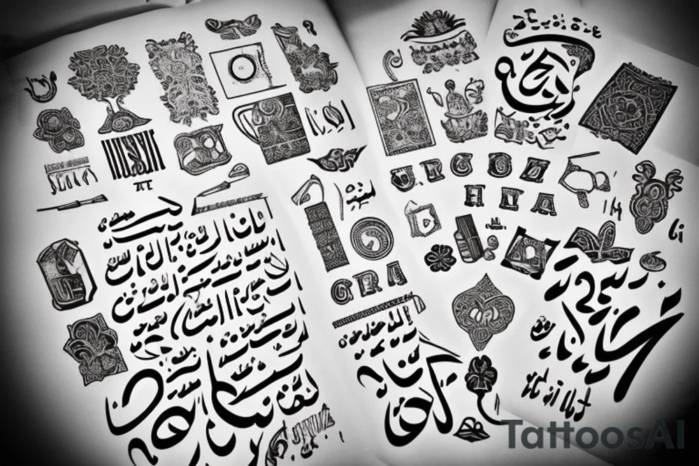 a typography for the famous saying زن زندگی آزادی in persian and a very classy style tattoo idea