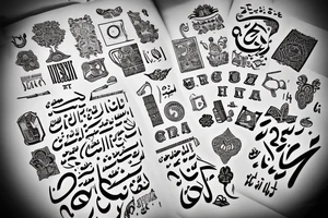 a typography for the famous saying زن زندگی آزادی in persian and a very classy style tattoo idea