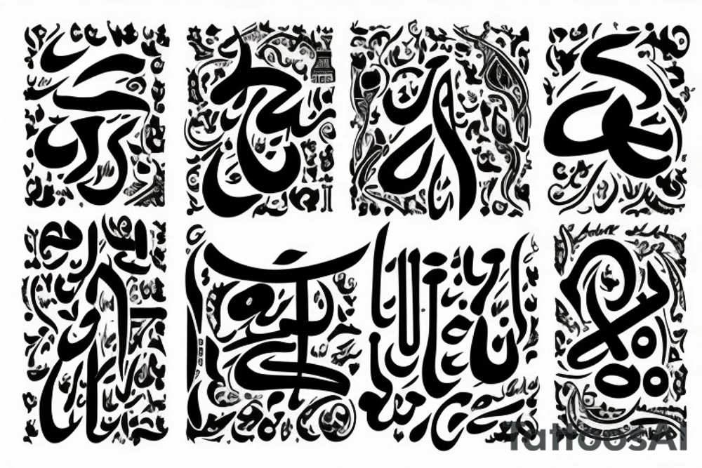 a typography for the famous saying زن زندگی آزادی in persian and a very classy style tattoo idea