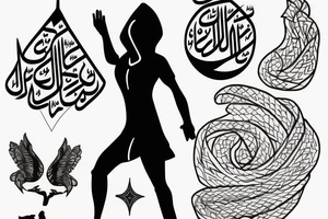 a woman escaping a muslim city tattoo idea