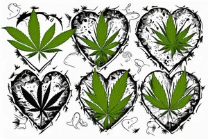 hop cone and marijuana forming a heart tattoo idea