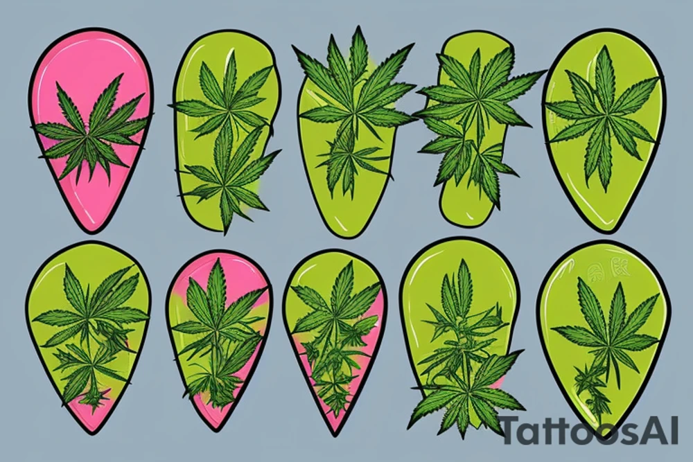 hop cone and marijuana forming a heart tattoo idea