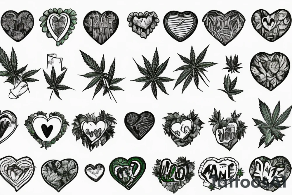 hop and marijuana forming a heart tattoo idea