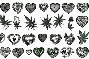 hop and marijuana forming a heart tattoo idea