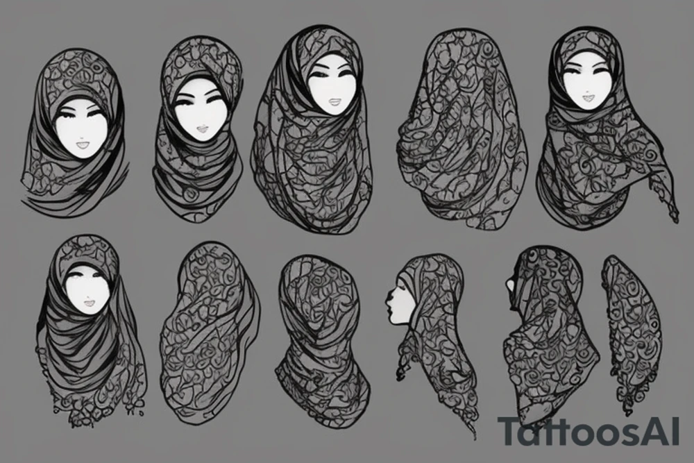 a muslim woman's hair in the wind tattoo idea