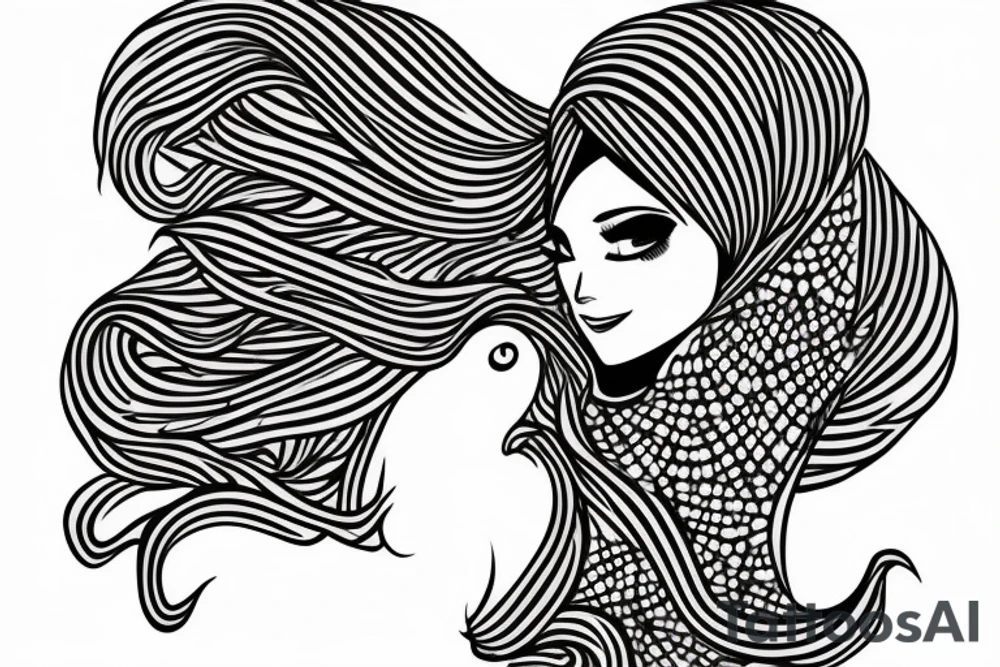 a muslim woman's hair in the wind tattoo idea