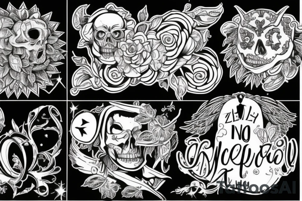 Wednesday z tyłu pajęczyna nad nią latają nietoperze przy jej nodze siedzi czarny kot tattoo idea