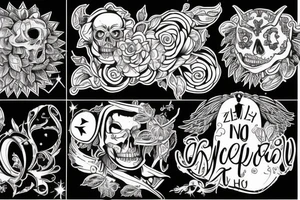 Wednesday z tyłu pajęczyna nad nią latają nietoperze przy jej nodze siedzi czarny kot tattoo idea