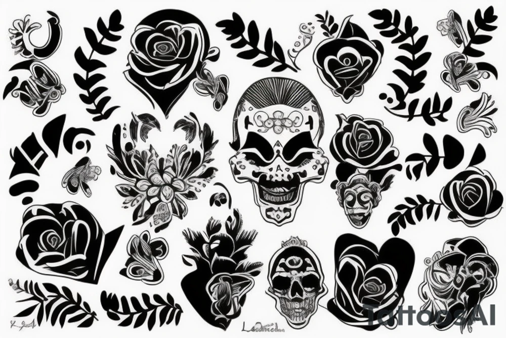 Wednesday z tyłu pajęczyna nad nią latają nietoperze przy jej nodze siedzi czarny kot tattoo idea