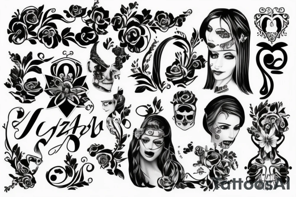 Wednesday  za nią pajęczyna nad nią latają nietoperze przy jej nodze siedzi czarny kot tattoo idea