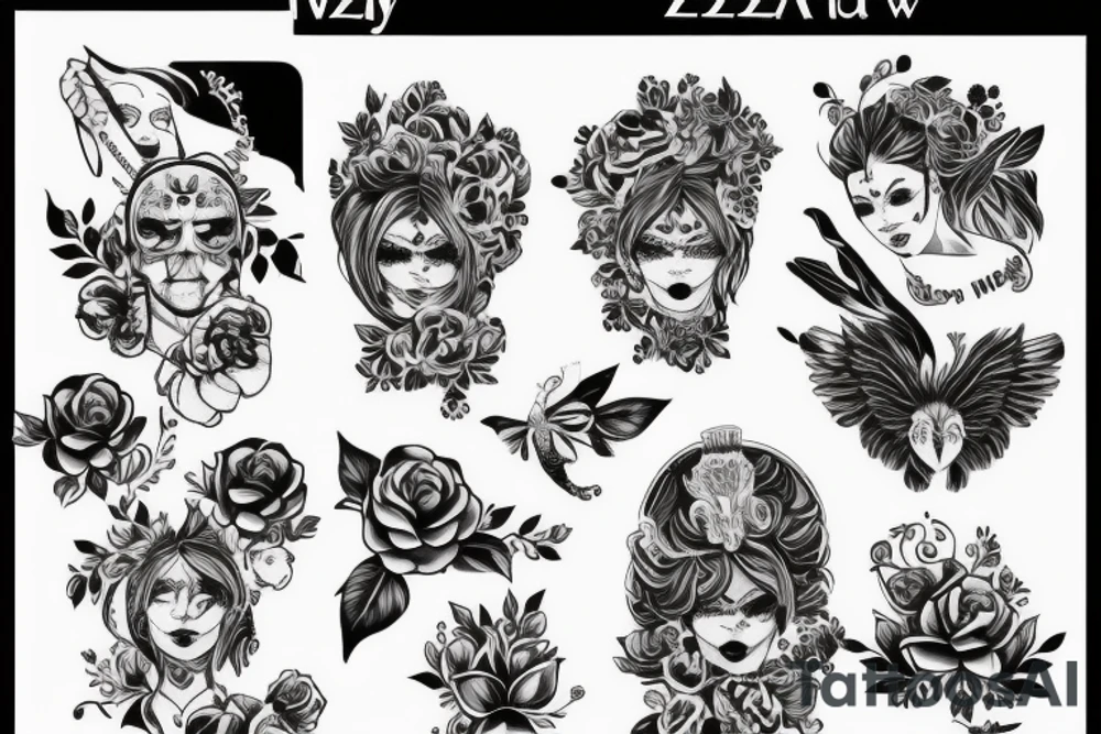 Wednesday  za nią pajęczyna nad nią latają nietoperze przy jej nodze siedzi czarny kot tattoo idea
