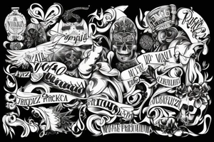 Wednesday  za nią pajęczyna nad nią latają nietoperze przy jej nodze siedzi czarny kot tattoo idea