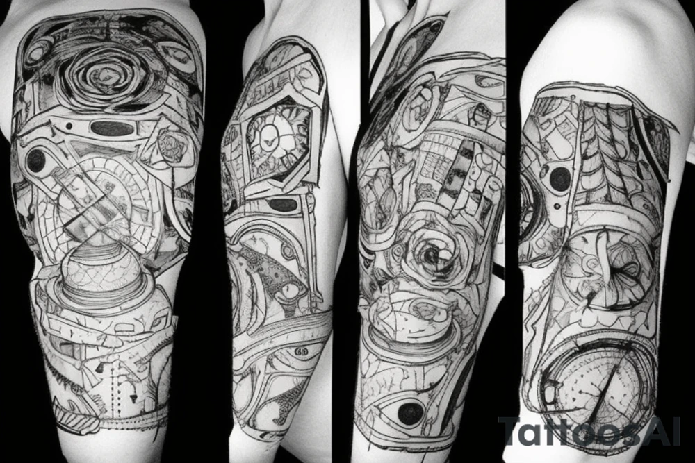 Patchwork arm tattoo idea
