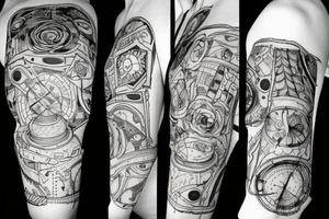 Patchwork arm tattoo idea