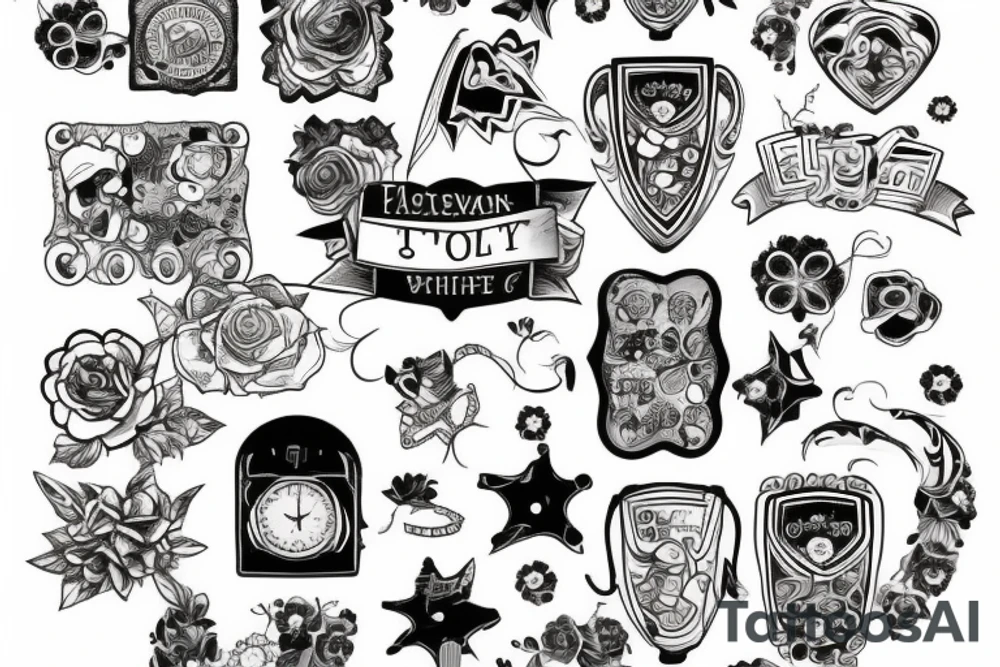 Patchwork arm tattoo idea
